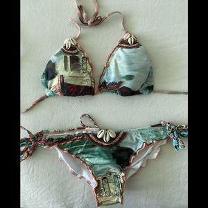 agua bendita bikini set with seashells & beads